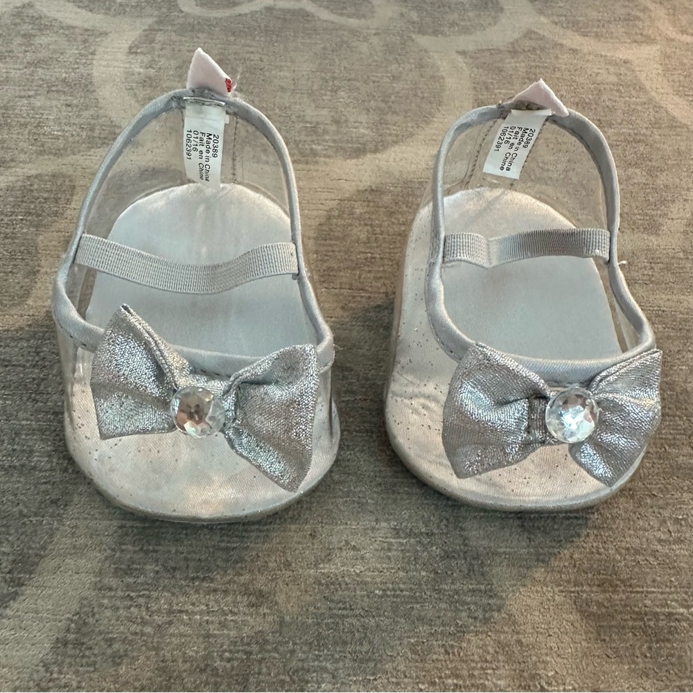 Build-A-Bear Silver Sparkle Bow heels